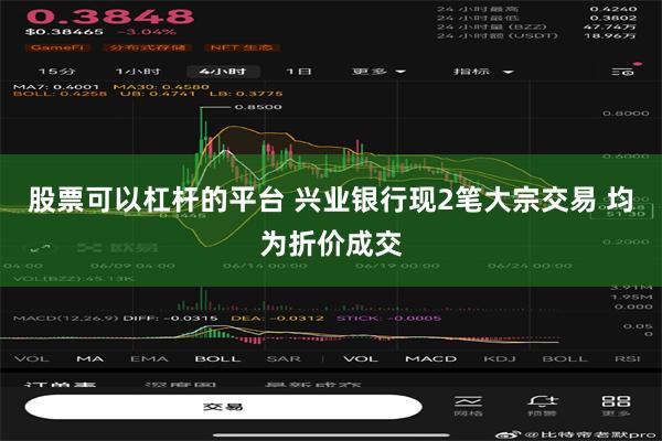 股票可以杠杆的平台 兴业银行现2笔大宗交易 均为折价成交