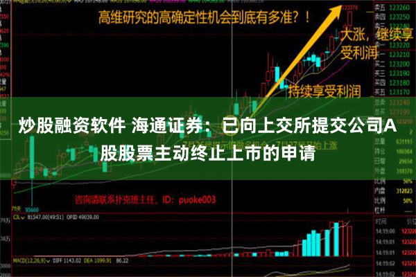 炒股融资软件 海通证券：已向上交所提交公司A股股票主动终止上市的申请